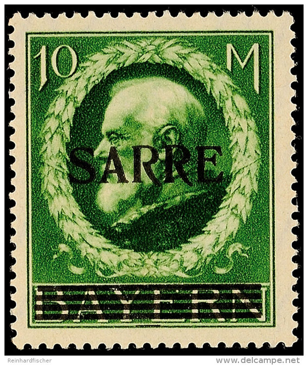 10 Mk. Bayern-Sarre, Postfrisch, Sign. Dr.Dub, Mi. 450,-., Katalog: 31 **10 Mk. Bavaria Sarre, Mint Never... - Otros & Sin Clasificación