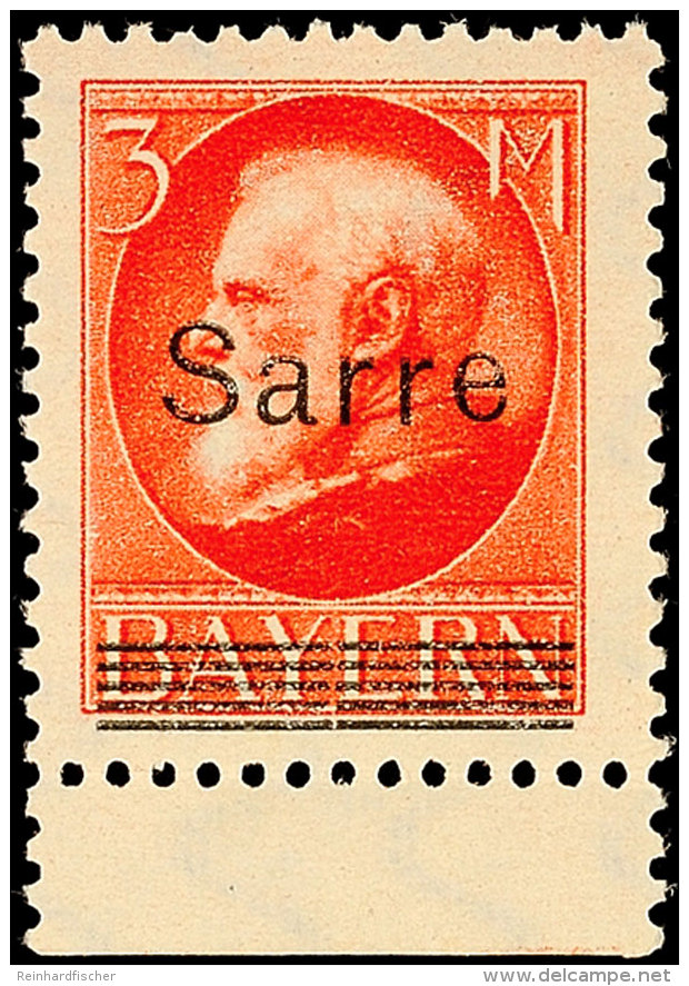 3 Mk. Bayern-Sarre, Postfrisch Vom Unterrand, Sign. Dr.Dub, Gepr. Burger BPP, Mi. 360,-., Katalog: 29 **3 Mk.... - Otros & Sin Clasificación