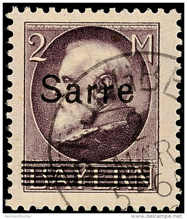 2 Mk. Bayern-Sarre, Gestempelt, Gepr. Burger BPP, Mi. 170,-., Katalog: 28b O2 Mk. Bavaria Sarre, Used,... - Otros & Sin Clasificación