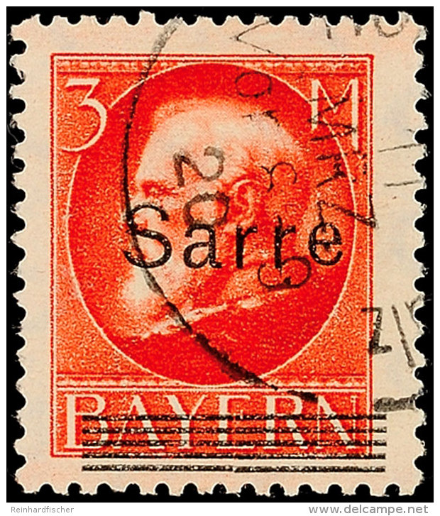 3 Mk. Bayern-Sarre, Gestempelt, Gepr. Burger BPP, Mi. 200,-., Katalog: 29 O3 Mk. Bavaria Sarre, Used,... - Otros & Sin Clasificación