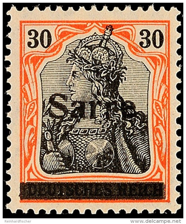 30 Pf. Germania-Sarre Auf Orangeweiß, Type I, Postfrisch, Gepr. Burger BPP, Mi. 500,-., Katalog: 10yI... - Otros & Sin Clasificación