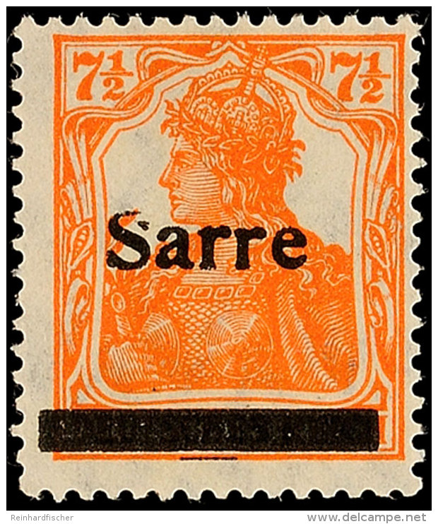 7&frac12; Pf. Germania-Sarre, Type II, Plattenfehler "S Oben Schräg Gebrochen", Postfrisch, Käferzeichen,... - Autres & Non Classés