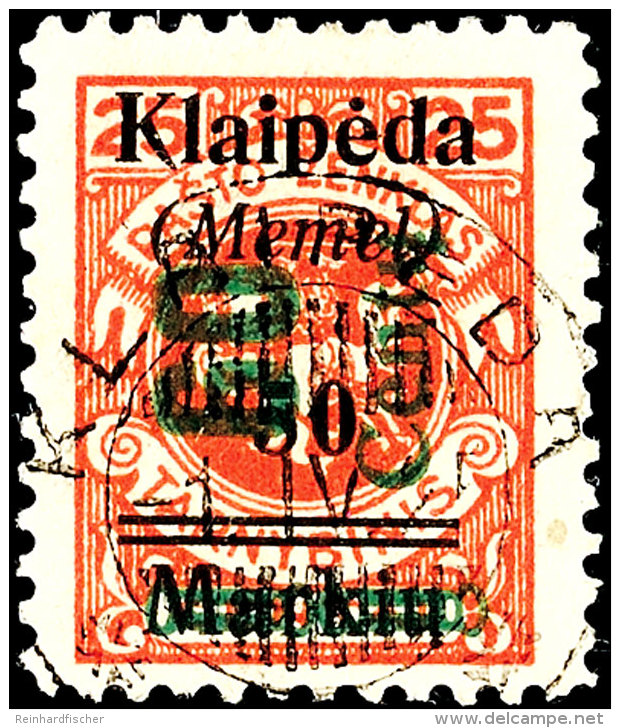 60C. Auf 50 M. Auf 25 C., Type III, Gestempelt "KLAIPEDA 1.IV.25", Tadellos, Fotobefund Erdwien BPP, Mi. 700,-... - Memel (Klaipeda) 1923