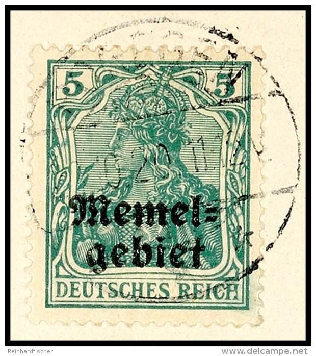 5 Pf In C-Farbe Tadellos Auf Briefstück, Tiefst Gepr. Erdwien BPP, Mi. 280.-, Katalog: 1c BS5 Pf In... - Memel (Klaipeda) 1923