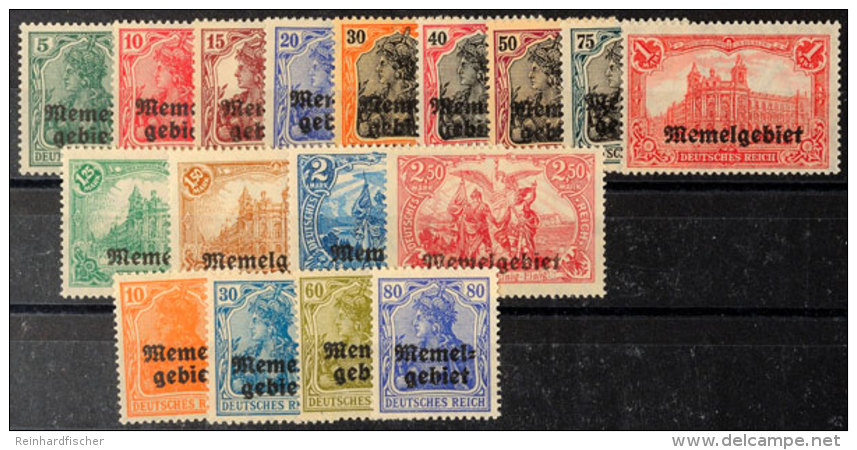 5 Pf. - 2,50 M. Aufdruckausgabe, 17 Werte Kpl., Postfrisch, Katalog: 1/17 **5 Pf. - 2, 50 M. Overprint Issue,... - Klaipeda 1923