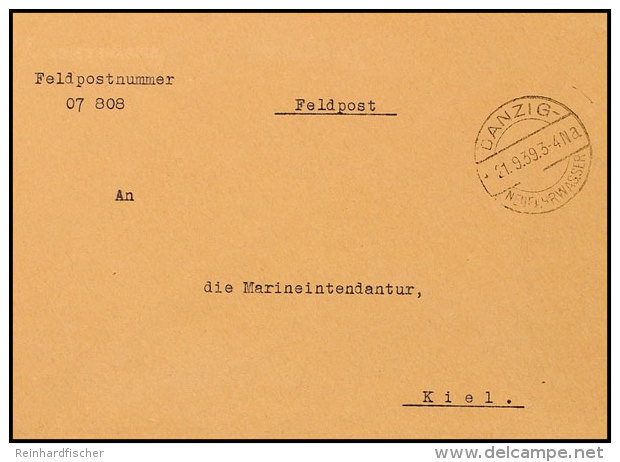 Danzig Feldpost 1939, Zwei Dienstbriefe Mit Blindgeprägter Inschrift KRIEGSMARINE Ab Fp-Nr. 07808 (= 1.... - Autres & Non Classés