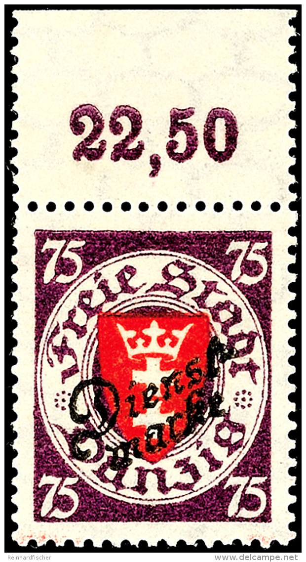 75 Pfg. Dienstmarke, Oberrandstück, Postfrisch, Pracht, Mi. 220,-, Katalog: 51 **75 Pfg. Official Stamp,... - Autres & Non Classés