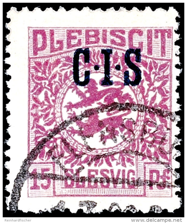 15 Pf. C.I.S., Abart: "oberer Löwe Weißen Brustfleck" (Feld 10 Teilauflage), Gest. "FLENSBURG", Katalog:... - Autres & Non Classés