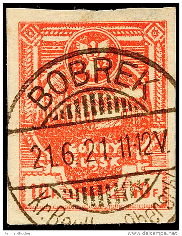 10 Pfg Insurgenten-Ausgabe, Ungezähnt, Mit Besserem Stempel "BOBREK Kr. Beuthen, Oberschl. 21.6.21", Oben... - Otros & Sin Clasificación