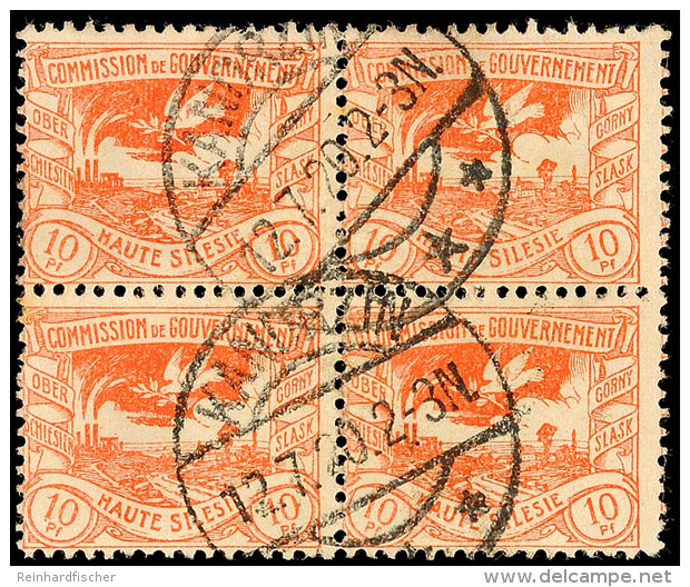 "KANDRZIN 12.7.20", Type H, Zwei Abschläge Auf Viererblock 10 Pfg Hüttenwerke, Stempelbewertung 30 P.,... - Autres & Non Classés