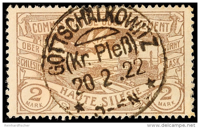 "GOTTSCHALKOWITZ (Kr. Pleß) 20.2.22", Kreisobersegmentstempel, Zentrisch Klar Auf 2 Mk Hüttenwerke,... - Otros & Sin Clasificación