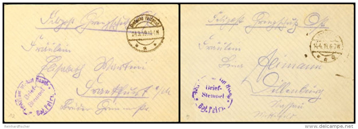 1919, Zwei Feldpostbriefe "Grenzschutz-Ost" Mit Gleichen Absendervermerk Und Briefstempel "...Bat.Pelri." (?) Nach... - Otros & Sin Clasificación