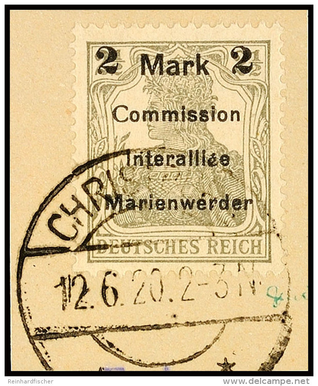 2 M. Auf 2 1/2 Pfg., Aufdrucktype AIIIa, Gestempelt "CHRISTBURG 12.6.20" Auf Briefstück, Tadellos,... - Autres & Non Classés