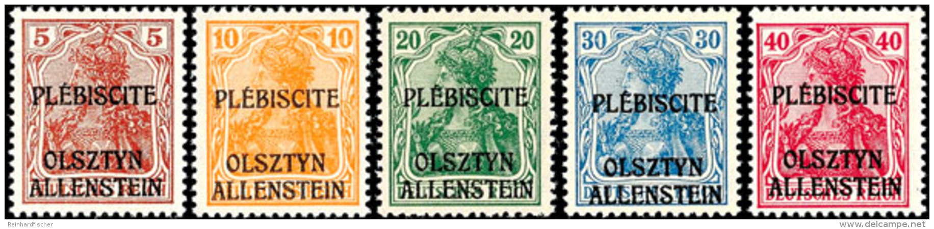 Nicht Ausgegeben: 5 Bis 40 Pf. Germania Ausgabe 1920, 5 Werte Postfrisch Komplett, Gepr. Mikulski, Mi. 900.-,... - Otros & Sin Clasificación