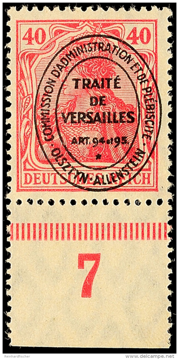 40 Pf. Lebhaftrotkarmin, Postfrisch Vom Unterrand, Signiert, Mi. 260,-, Katalog: I **40 Pf. Bright Red Carmine,... - Autres & Non Classés