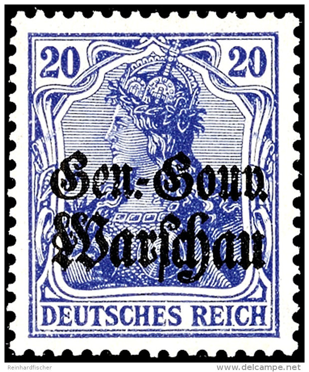 20 Pf. Germania Dunkelviolettblau, Postfrisch, Gepr. Dr. Hochstädter Und Hey, Je BPP, Mi. 240.-, Katalog: 13d... - Autres & Non Classés