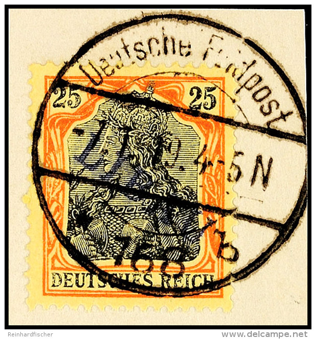 25 Pfg Germania Rotorange/schwarz Auf Gelbweiß Mit Violettblauem Aufdruck "LIBAU" In Type II, Tadellos... - Sonstige & Ohne Zuordnung
