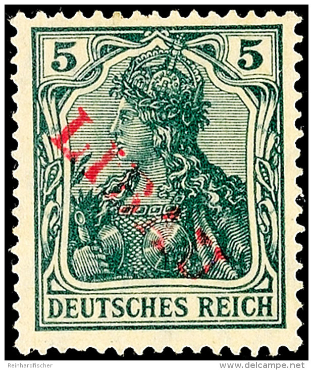 5 Pfg Germania Mit Rotem Aufdruck "LIBAU" In Type II, Ungebraucht, Div. Mängel, Fotobefund Nagler VP (2016),... - Otros & Sin Clasificación