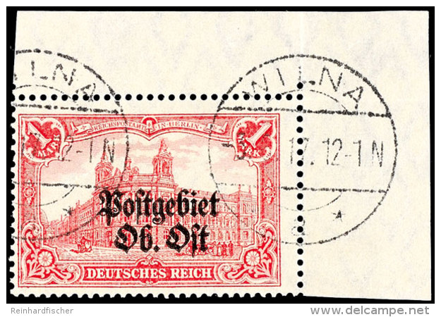 1 Mark Deutsches Reich Mit Schwarzem Buchdruck-Aufdruck "Postgebiet Ober. Ost", A-Zähnung 26 : 17... - Other & Unclassified