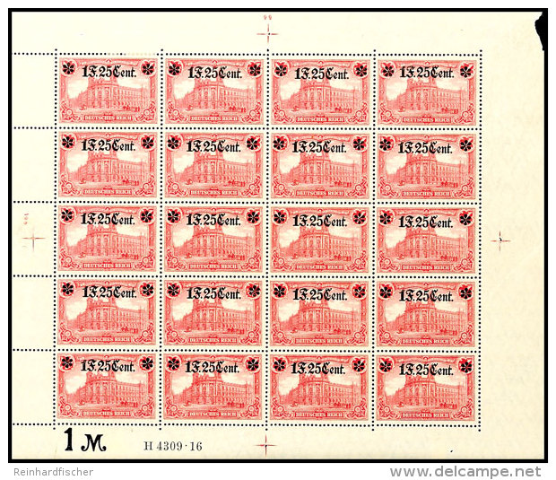 1,25 Fr. Rot, Kpl. */** Originalbogen Type I (Wertangabe Unterhalb Der Sternenlinie) Mit Abart Mi. 11FI (Feld 4),... - Otros & Sin Clasificación