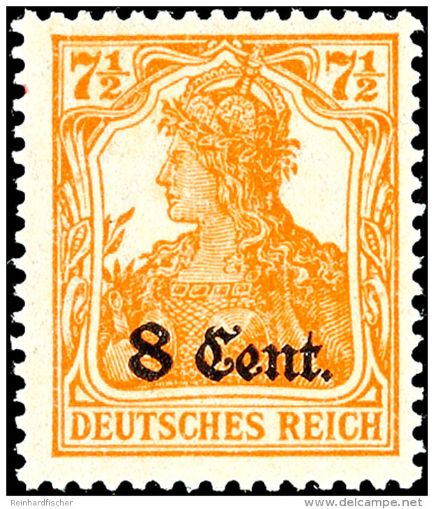 8 C. Auf 7&frac12; Pf. Germania Rötlichorange, Postfrisch, Gepr. Hey BPP, Mi. 300.-, Katalog: 3b **8 C. On... - Otros & Sin Clasificación