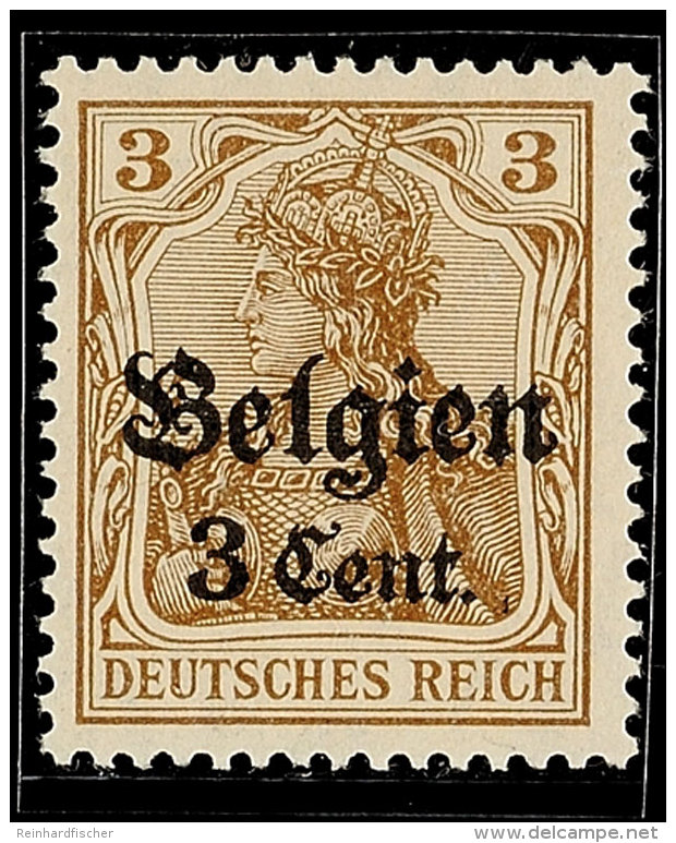 3 C. Auf 3 Pf. Germania, Zwischenraum 1,0, Postfrisch, Gepr. Dr. Hochstädter BPP, Mi. 130.-, Katalog: 11aII... - Otros & Sin Clasificación