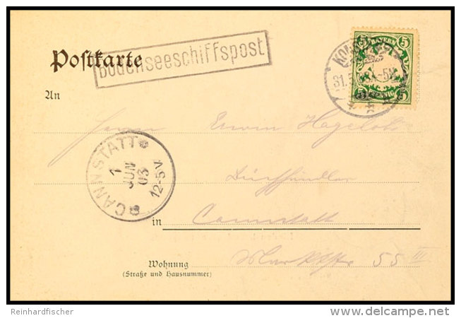 "Bodenseeschiffspost", Ra 1-Nebenstempel Klar Auf AK Aus Lindau Mit Bayern 5 Pfg. Grün Und Stempel KONSTANZ... - Otros & Sin Clasificación