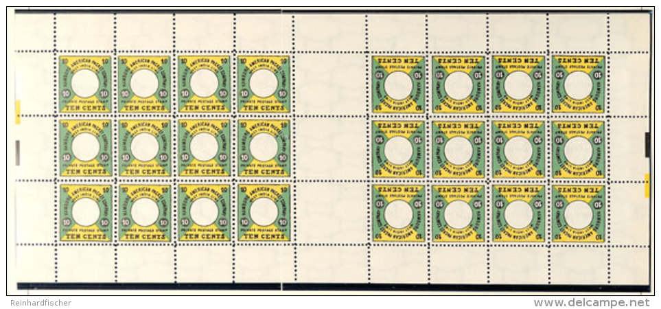 10 C. HAPAG, Nachdruck 1955, Kompletter Postfrischer Bogen Mit 2 12er-Blocks Im Kehrdruck Mit Zwischensteg,... - Autres & Non Classés