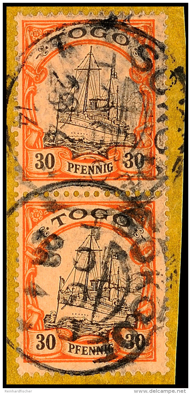 Sokode Vom 28.4.14 Tadellos Auf Senkr. Paar 20 Pfg Kaiseryacht Auf Briefstück, Katalog: 12(2) BSSokode... - Togo