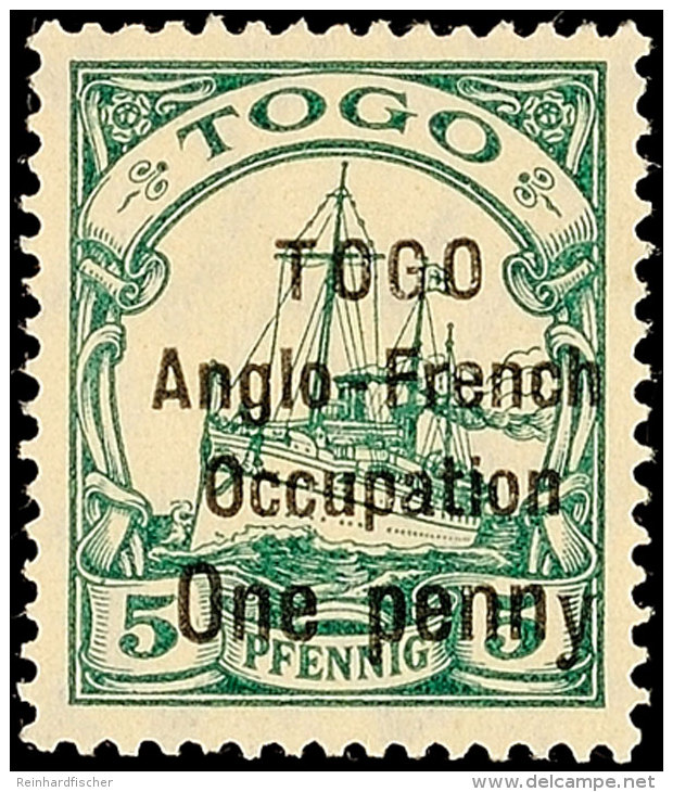 One Penny Auf 5 Pf., Aufdruck Type II, Tadellos Postfrisch, Mi. 45,-, Katalog: 15II **One Penny On 5 Pf.,... - Togo