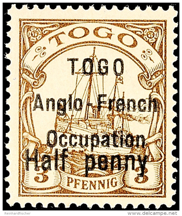 Half Penny Auf 3 Pf. In Type I Tadellos Postfrisch Und Noch Völlig Unsigniert, Mi. 900.-, Katalog: 14I... - Togo