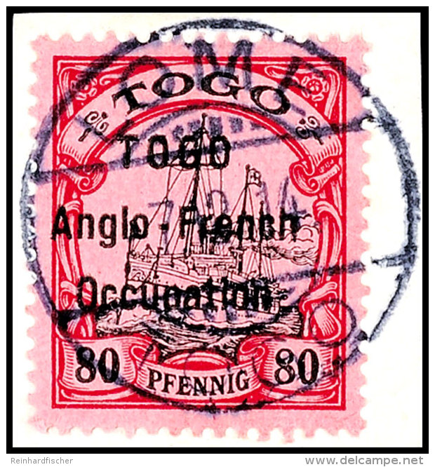 80 Pf. Mit Aufdruck Type I Tadellos Auf Briefstück, Signiert, Mi. 450,-, Katalog: 9I BS80 Pf. With... - Togo
