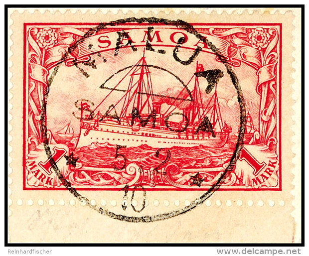 MALUA 5.2 10 Ideal Zentrisch Auf Briefstück 1 Mark Rot, Tiefst Gepr. Bothe Und Fotoattest... - Samoa