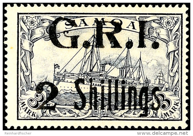 3 Mark Kaiseryacht Mit Aufdruck "G. R. I. 2 Shillings", Tadellos Ungebraucht Mit Originalgummierung, Seltene... - Samoa