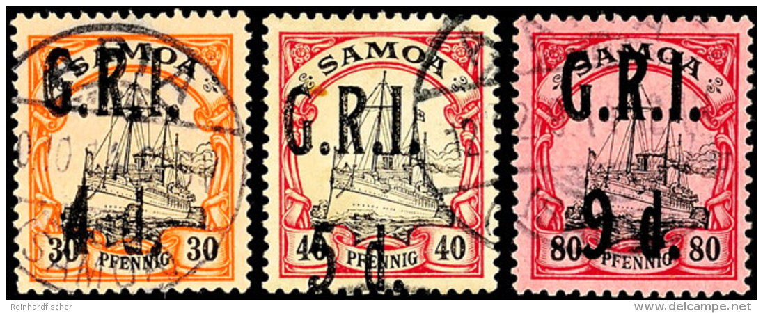 1/2 D. Auf 3 Pf. Bis 9 D. Auf 80 Pf. Komplett Tadellos Gestempelt, Mi. 835,-, Katalog: 1/9 O1 / 2 D. On 3 Pf.... - Samoa