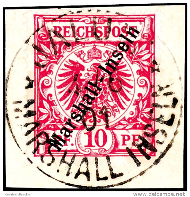 10 Pf. Berliner Ausgabe In B-Farbe Tadellos Auf Briefstück, Tiefst Gepr. Jäschke-L. BPP, Mi. 500,-,... - Islas Marshall