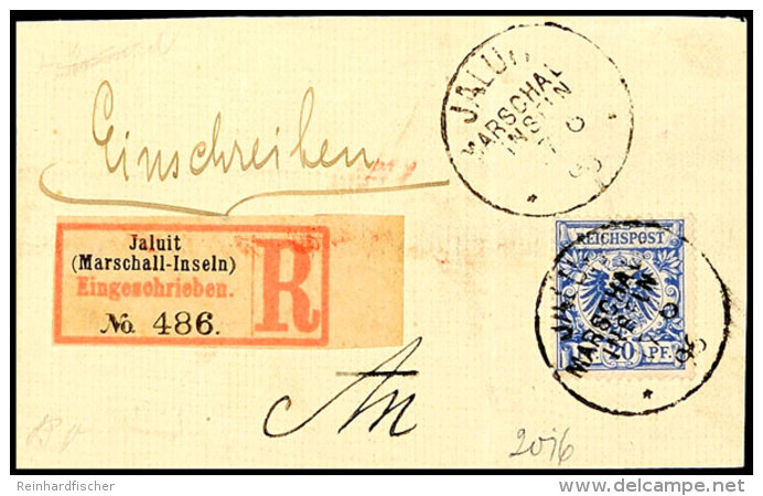 20 Pf. Krone Adler Tadellos Auf Großem Briefstück Mit R-Zettel, Gestempelt JALUIT 17/6 96, Tiefst Gepr.... - Islas Marshall