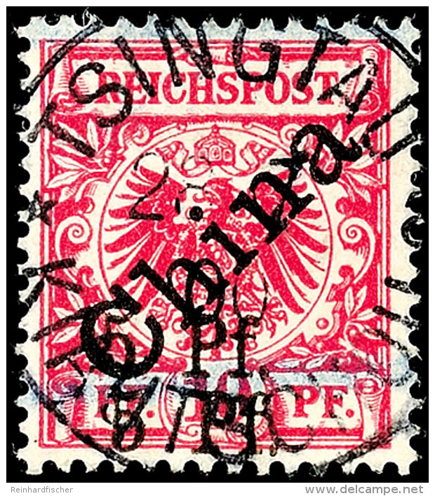 5 Pf. Auf 10 Pf. Krone/Adler Mit Diagonalem Aufdruck "China", Doppelter Aufdruck " 5 Pf.", Aufdrucktype 1, Der... - Kiautchou