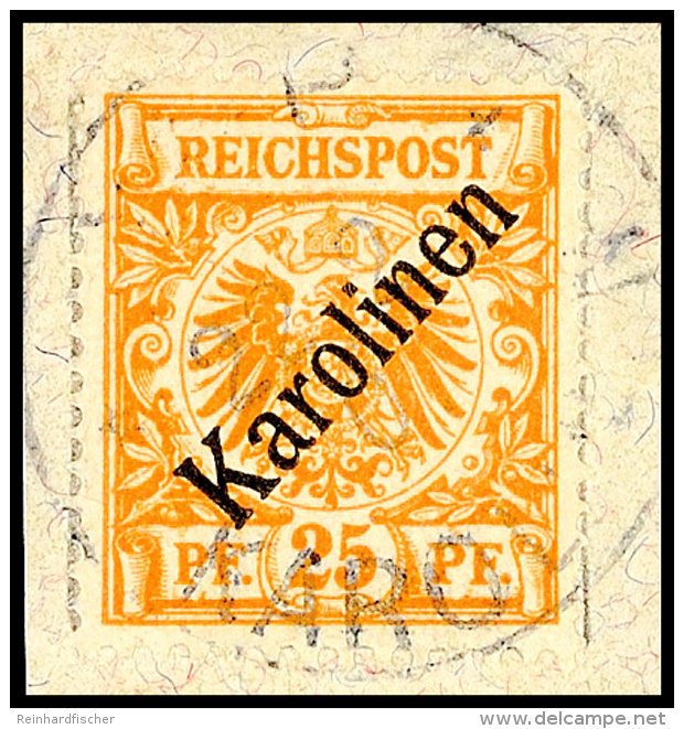 25 Pf. Diagonalaufdruck Tadellos Auf Briefstück, Zeitgerecht Gestempelt YAP 22/2 01, Gepr. Köhler,... - Islas Carolinas