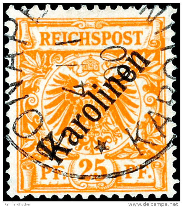 25 Pf. Diagonalaufdruck Tadellos Und Zeitgerecht Gestempelt, Dopp. Tiefst Gepr. Bothe BPP, Mi. 3400,-, Katalog: 5I... - Islas Carolinas