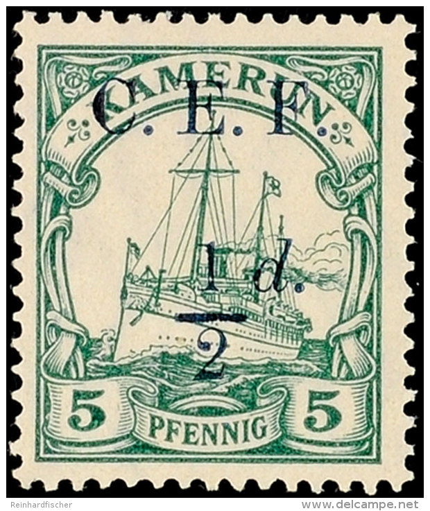 1/2 D. Auf 5 Pfennig Kaiseryacht, Tadellos Postfrisch, Gepr. Pauligk, Katalog: 2 **1 / 2 D. On 5 Penny Imperial... - Kamerun