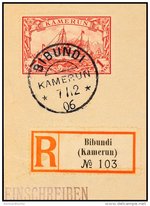 1 Mark Rot Tadellos Auf Briefstück Mit Klarem Abschlag BIBUNDI 7/12 06 Und Entsprechendem R-Zettel, Katalog:... - Camerún
