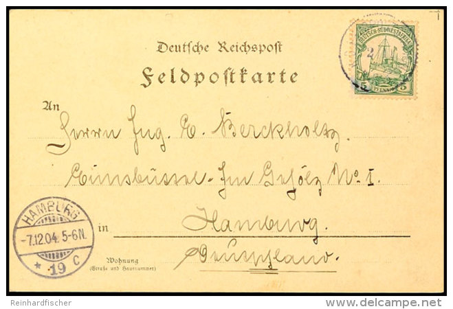 K.D.FELDPOSTSTATION Nr.3 2.11.(04), Etwas Undeutlich Als Entwerter Auf Postkarte Mit 5 Pfg. Kaiseryacht Ohne... - África Del Sudoeste Alemana