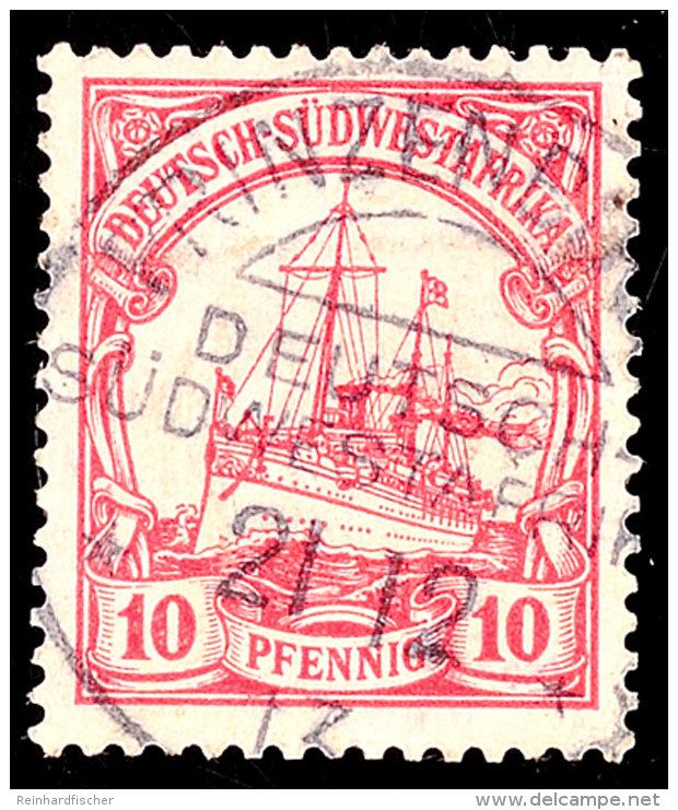 PRINZENBUCHT 21 12 13 Zentrisch Auf 10 Pf. Kaiseryacht, Gepr. Bothe, ARGE 60.-, Katalog: 26 OPRINZENBUCHT 21 12... - Sud-Ouest Africain Allemand