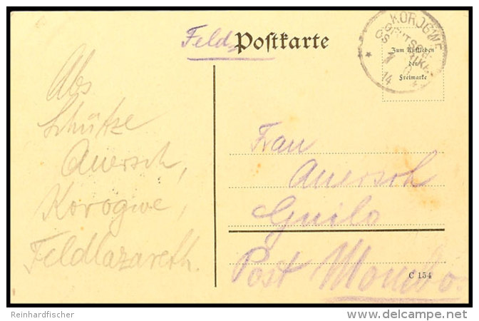 KOROGWE 7.10.14  Auf Feldpostkarte Nach Guilo, Post Mombo  BFKOROGWE 7. 10. 14 On Fieldpost Card To Guilo, Post... - África Oriental Alemana