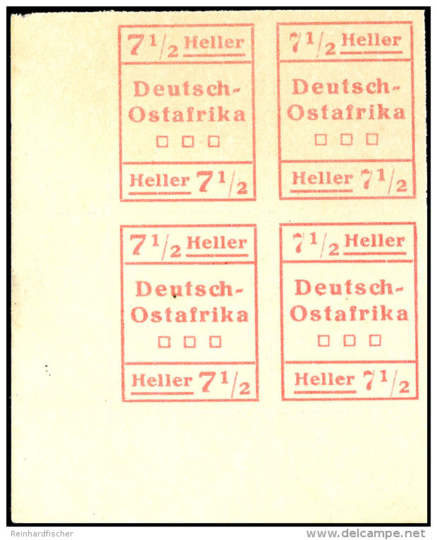 WUGA 7 1/2 Heller, Viererblock Aus Der Linken Unteren Bogenecke Tadellos Ungebraucht, Bestehend Aus Zwei... - África Oriental Alemana