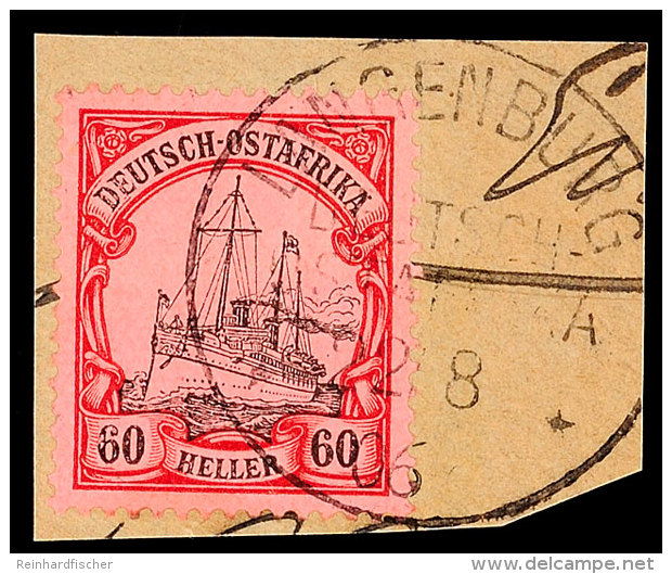 60 H. Kaiseryacht Ohne Wz., Mit Stempel Von "LANGENBURG 22.08.06" Auf Tadellosem Briefstück, Katalog: 29... - África Oriental Alemana