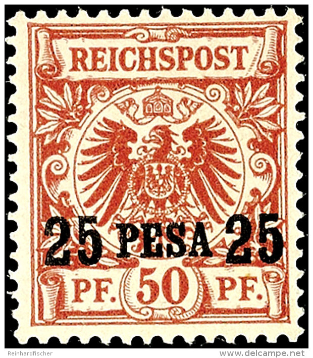 25 Pesa Auf 50 Pf. In Type II Tadellos Postfrisch, Tiefst Gepr. Siebentritt BPP, Mi. 350,-, Katalog: 5II **25... - German East Africa