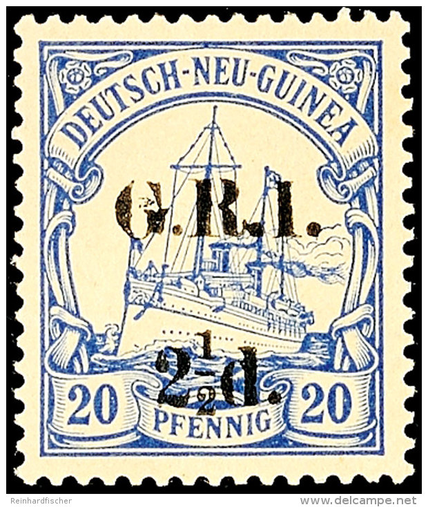 2 1/2 D. Auf 20 Pf., Aufdruck Type I, Tadellos Postfrisch, Mi. 200,- Unterbewertet, Katalog: 6I **2 + D. On 20... - Nueva Guinea Alemana