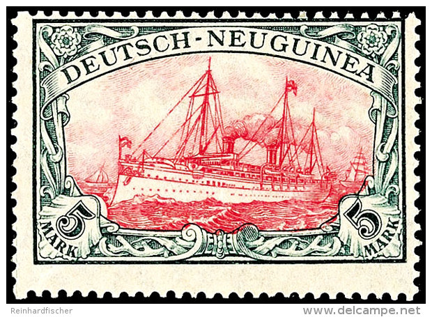 5 Mark Kaiseryacht Mit Wasserzeichen In Der Seltenen Type Mit Vertauschtem Mittelstück, Tadellos Ungebraucht,... - Nouvelle-Guinée